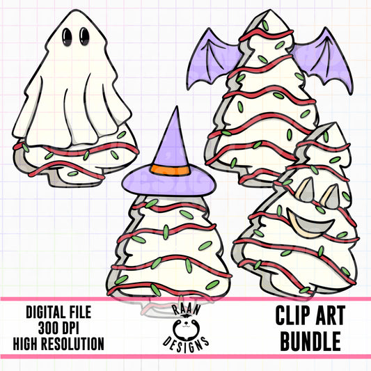 Halloween Tree Cakes-Clipart Bundle
