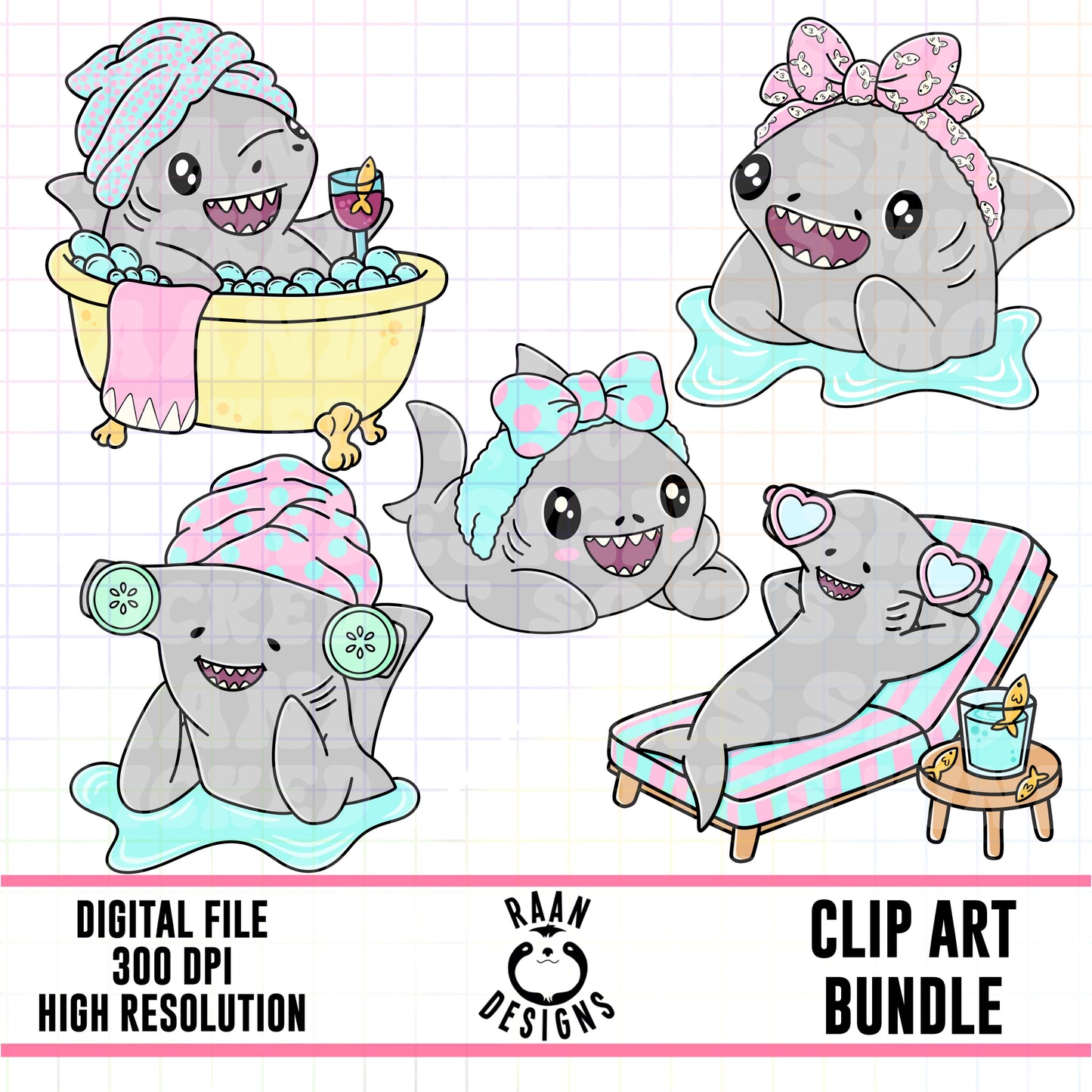 Shark Spa Day-Clipart Bundle