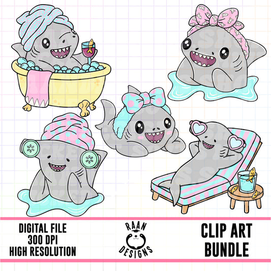 Shark Spa Day-Clipart Bundle
