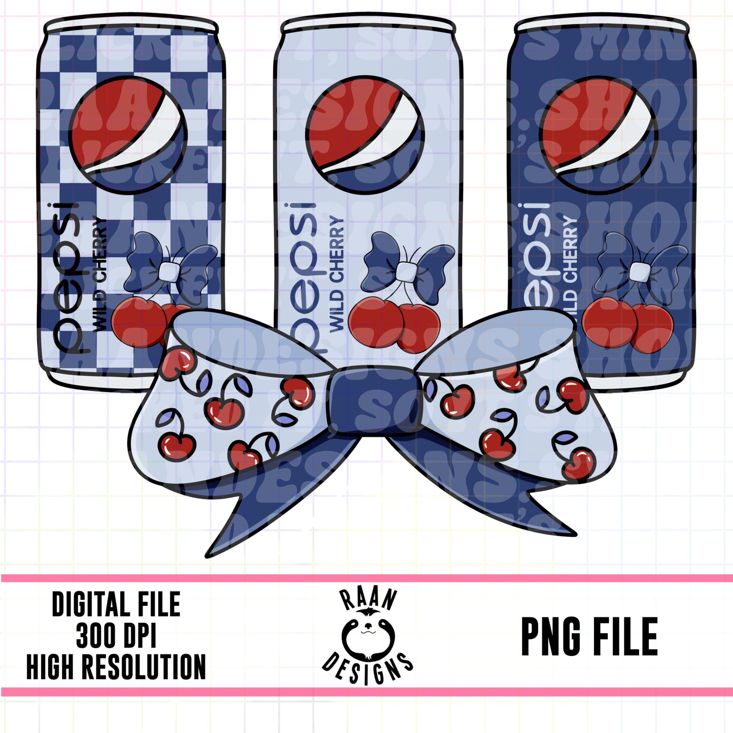 Blue Wild Cherry Pepsi Bow