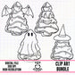 Halloween Tree Cakes Outline-Clipart Bundle