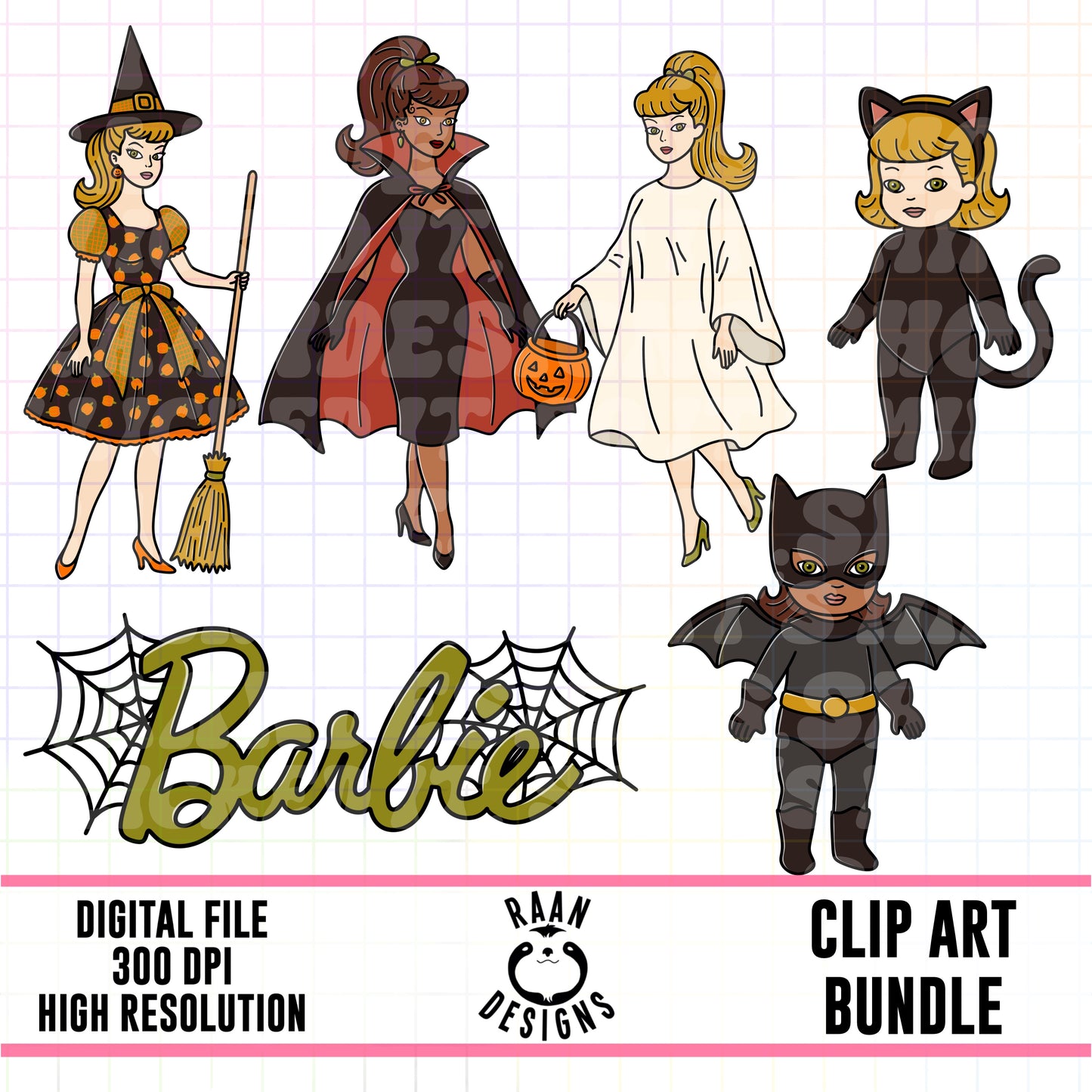 Halloween Barbie-Clipart Bundle