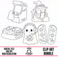Cozy Gamer Halloween Outlines-Clipart Bundle