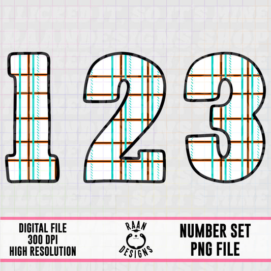 White Halloween Plaid-Number Set