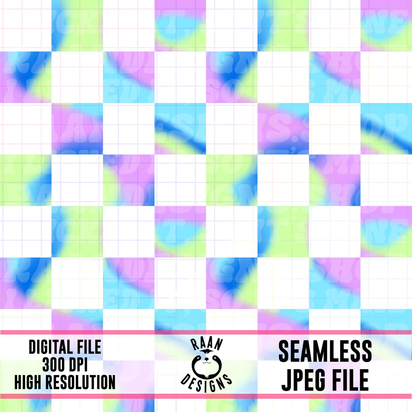 Tyedye Blue Checker-Seamless Pattern
