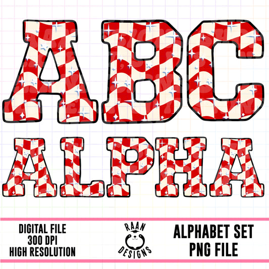 Red Checkered Fourth of July-Alpha Set