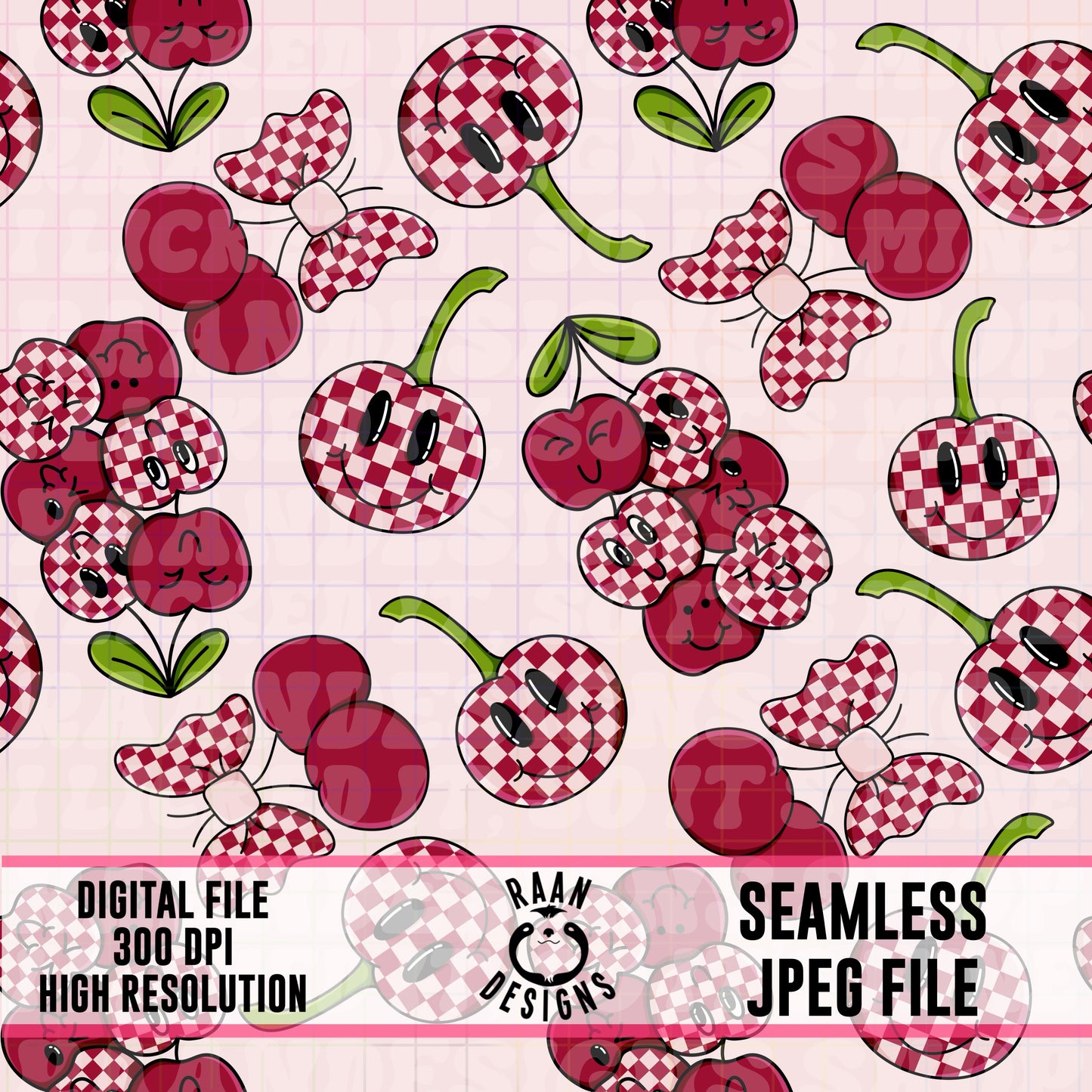 Checker Cherry-Seamless Pattern