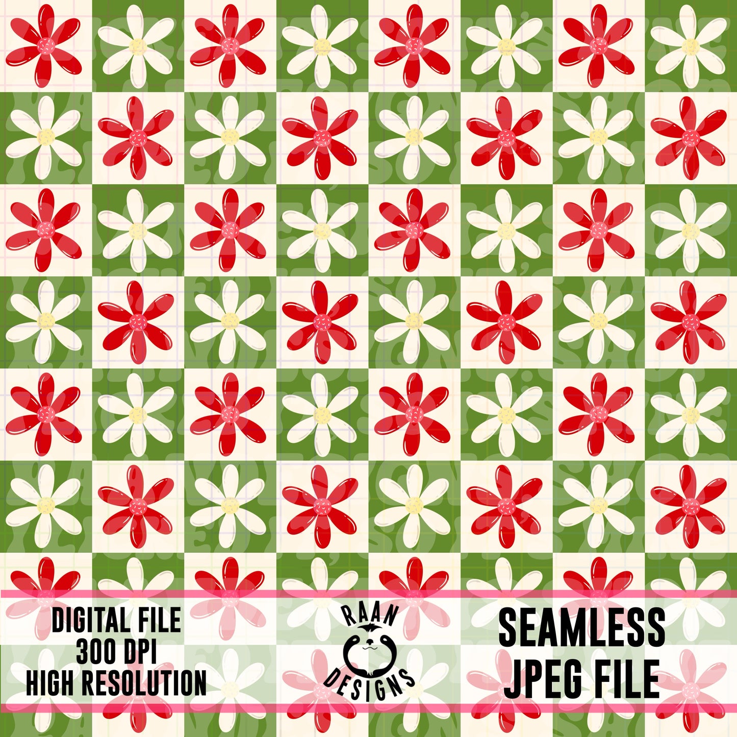 70’s Vintage Christmas Floral- Seamless Pattern