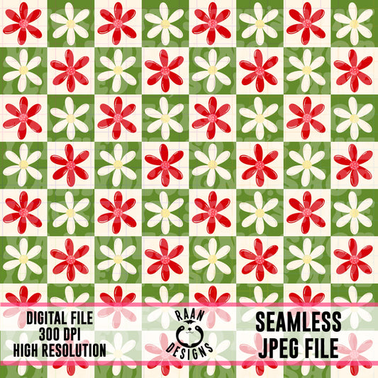 70’s Vintage Christmas Floral- Seamless Pattern