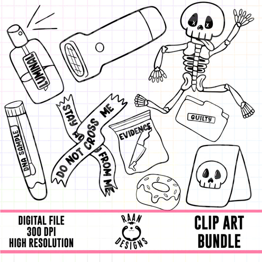 Murder-Clipart Outline Bundle