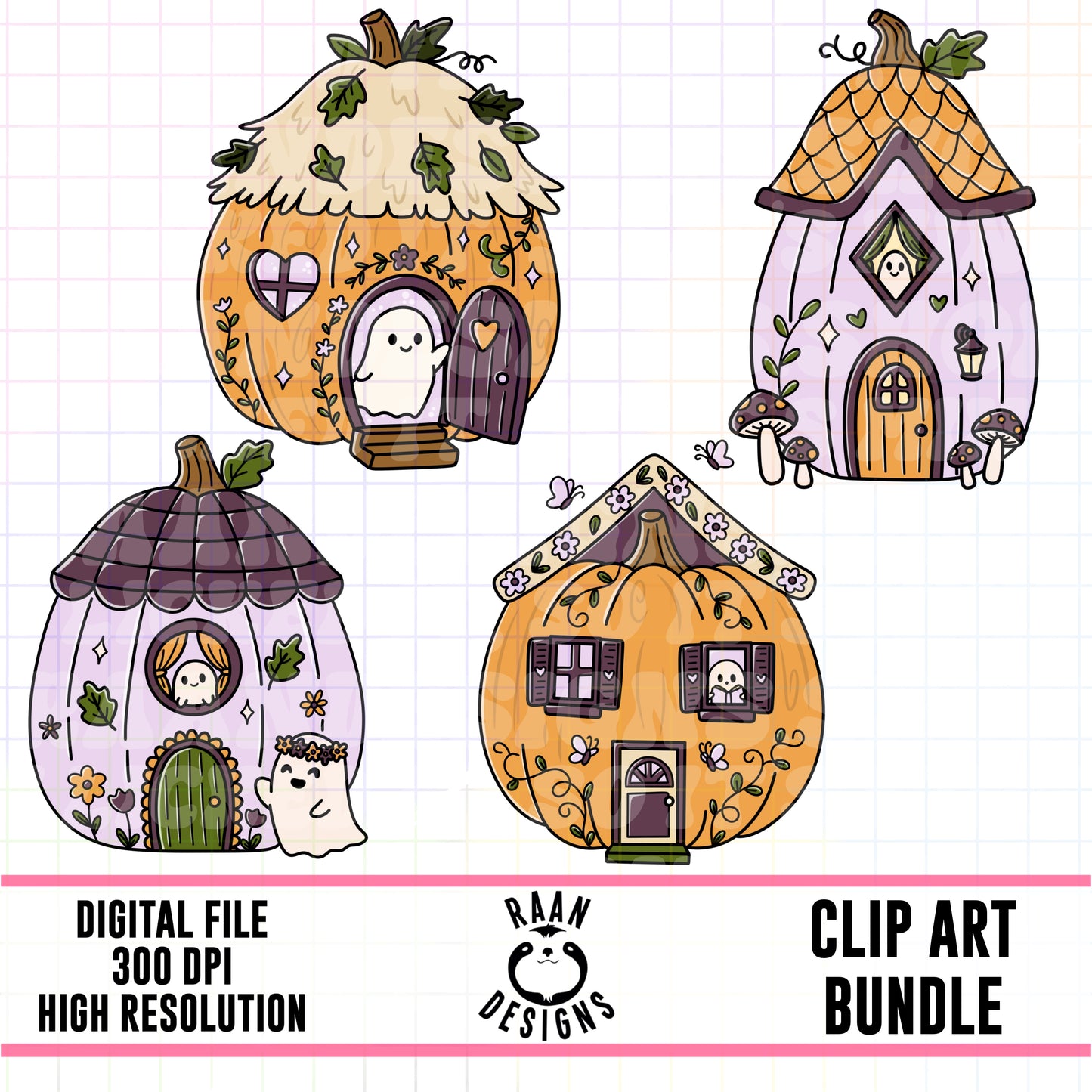 Pumpkin Houses-Clipart Bundle
