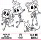 Hocus Pocus Skeletons Outline- Clipart Bundle