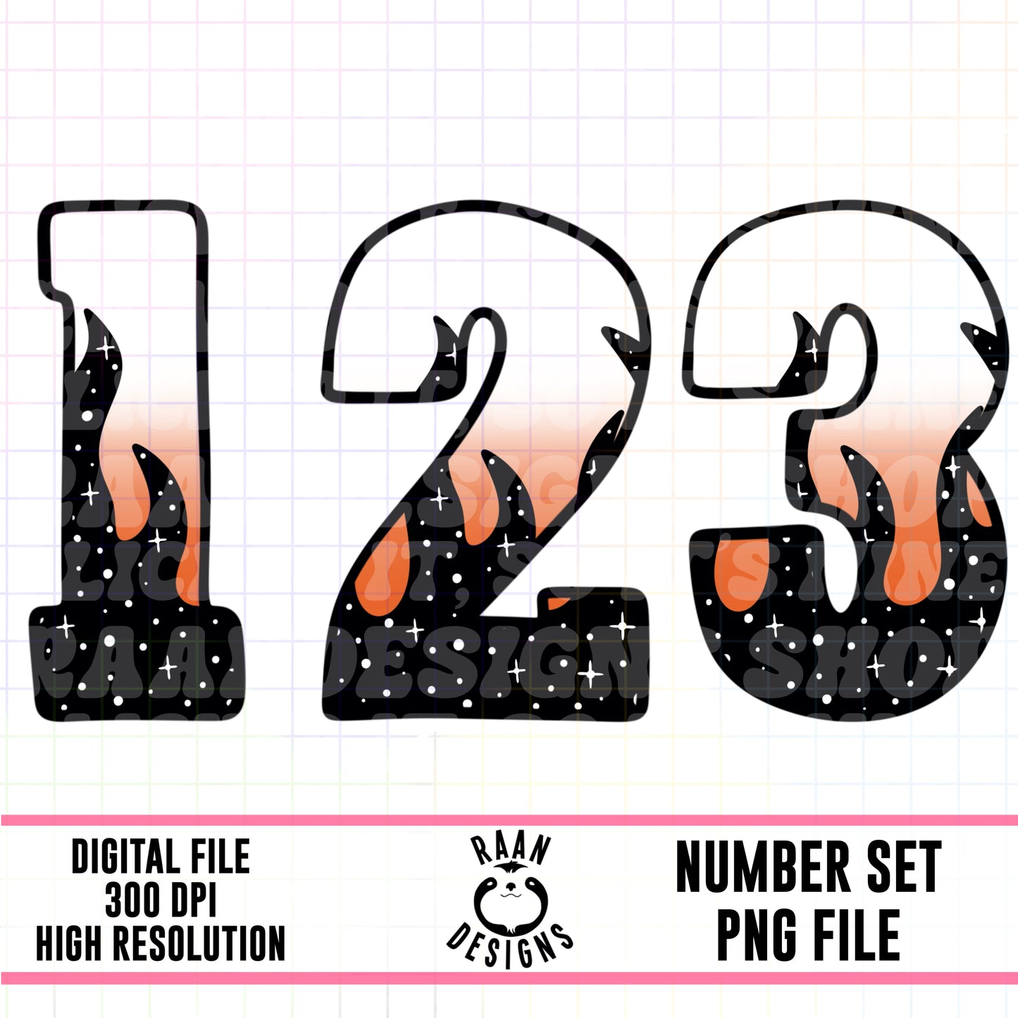 White Flame Number Set