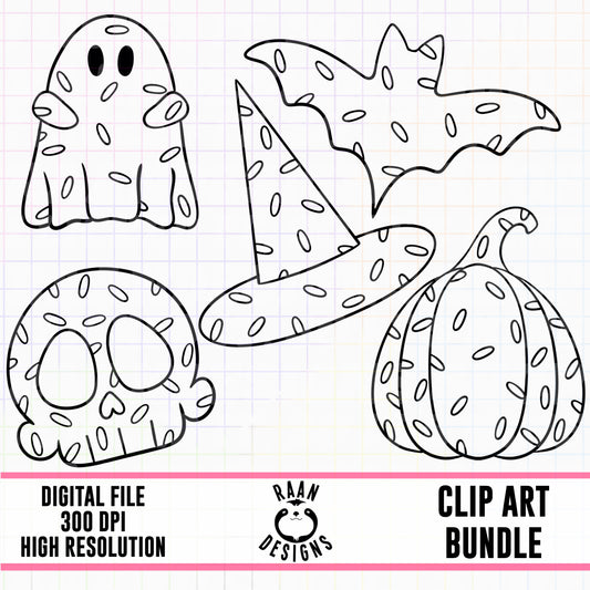 Spooky Sweet Outline-Clipart Bundle
