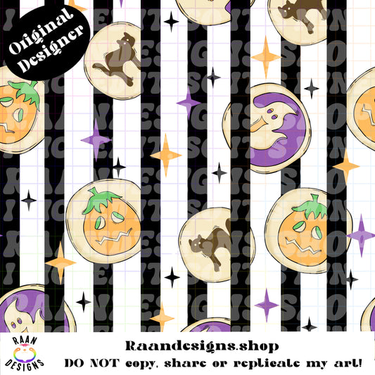 Striped Halloween Cookie Seamless-Large Print