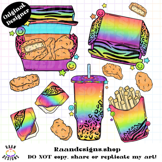 Fast Food-Rainbow Themed