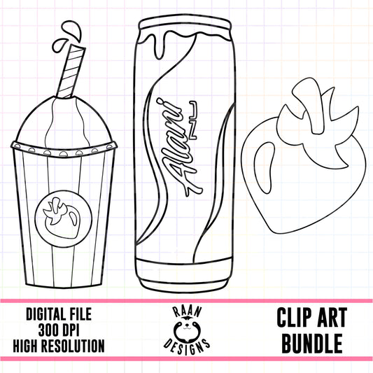 Alani Pink Slush Outline- Clipart Bundle