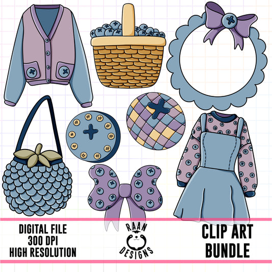 Pastel Blueberry Things-Clipart Bundle