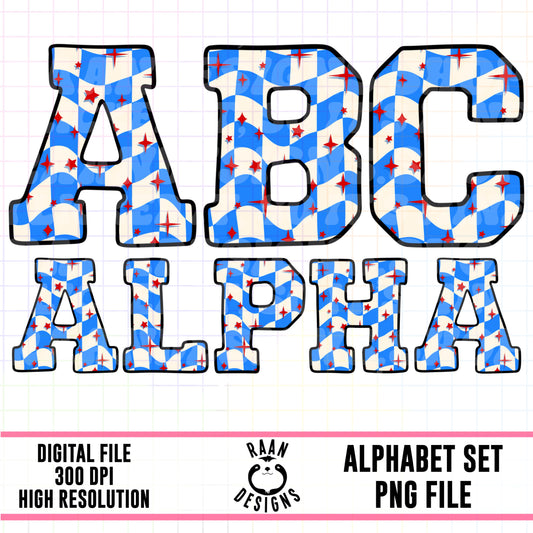 Blue Checkered Fourth of July-Alpha Set