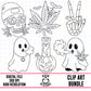 Spooky 4/20 Outlines-Clipart Bundle