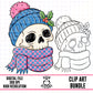 Winter Skeleton Skull-Clipart Bundle