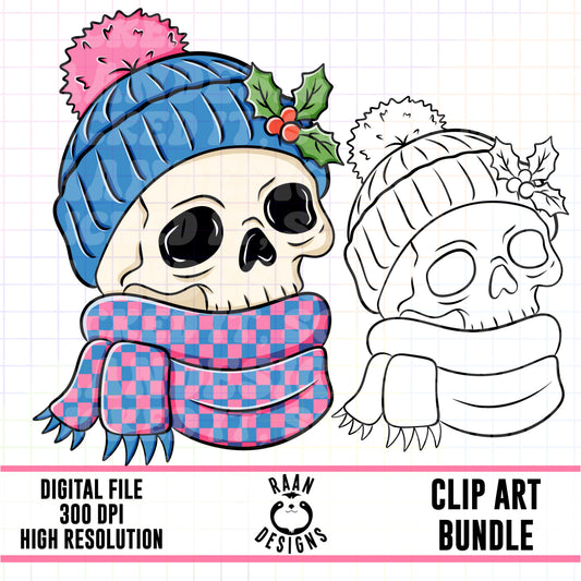 Winter Skeleton Skull-Clipart Bundle