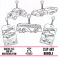 Hot Wheel Charms Outlines-Clipart Bundle