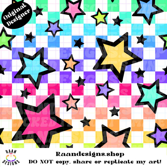 Rainbow Star Checker Seamless