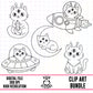 Galactic Cats Outlines-Clipart Bundle