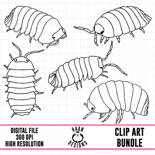 Isopods Outlines-Clipart Bundle