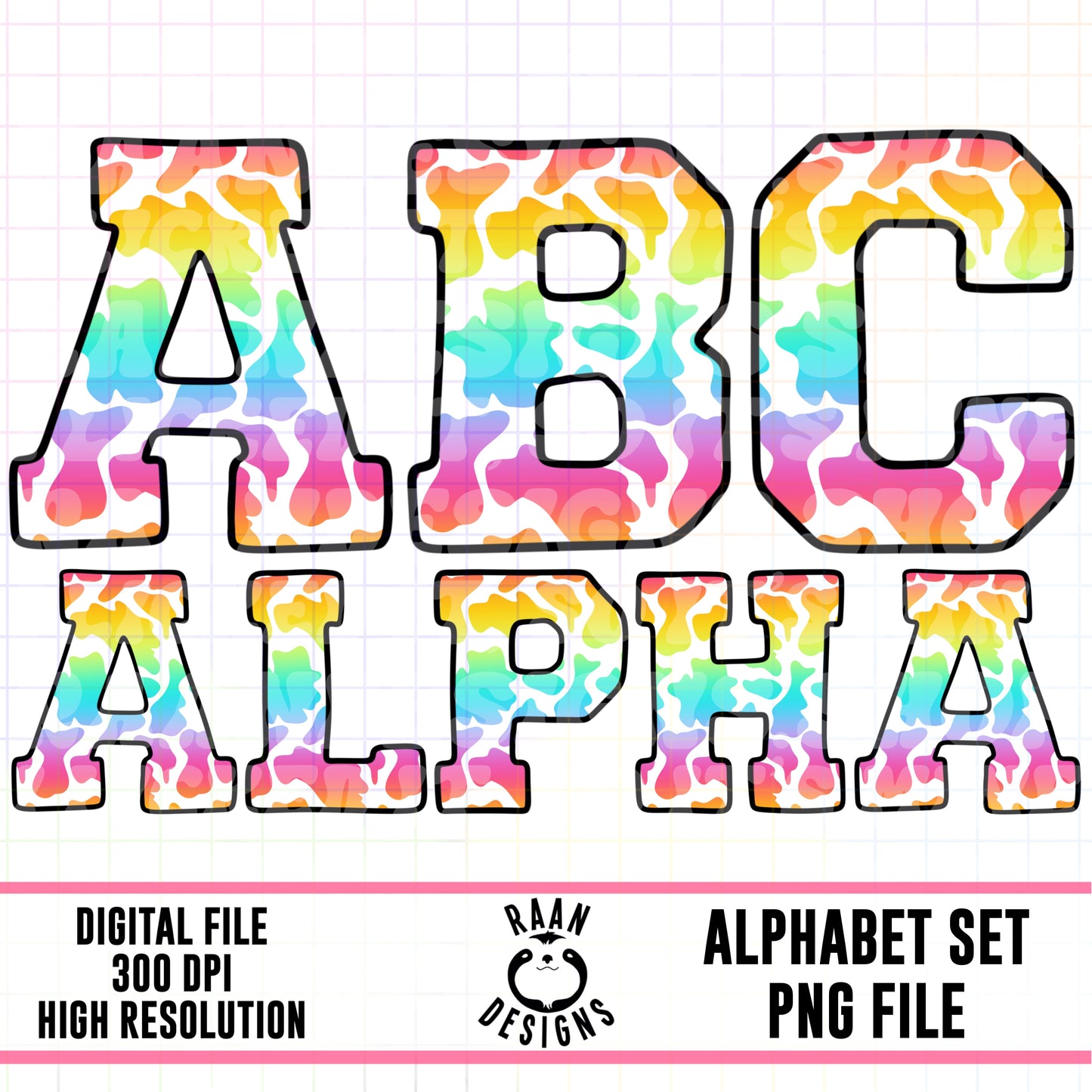 Rainbow Cow Alpha Set