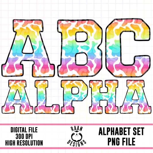 Rainbow Cow Alpha Set