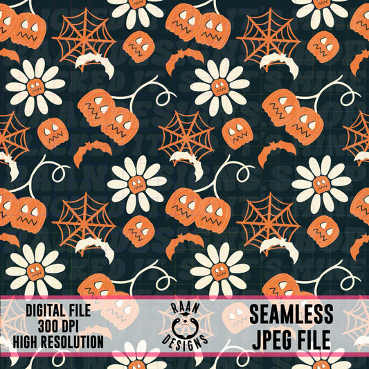 Vintage Halloween Floral Seamless