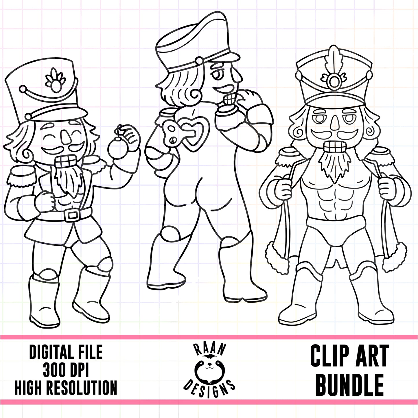 Nutcrackers Outlines- Clipart Bundle