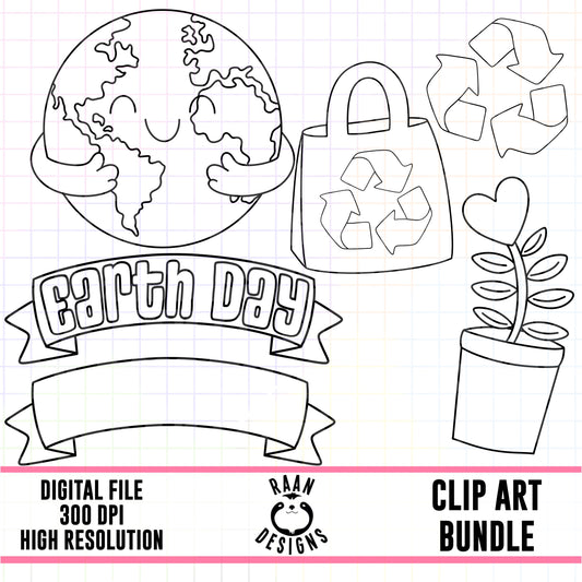 Earth Day Outlines-Clipart Bundle