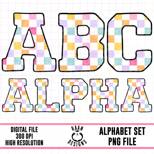 Pastel Rainbow Checkered Alpha Set