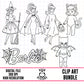 Halloween Barbie Outlines-Clipart Bundle