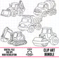 Tonka Trucks Outlines-Clipart Bundle