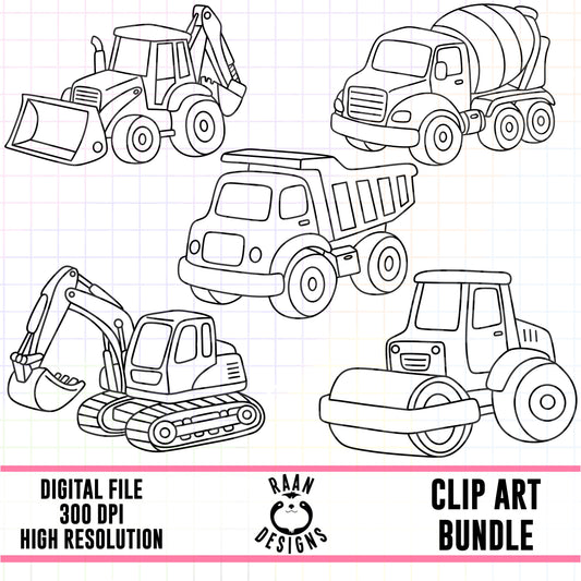 Tonka Trucks Outlines-Clipart Bundle