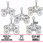 Monster Truck Charms Outlines-Clipart Bundle