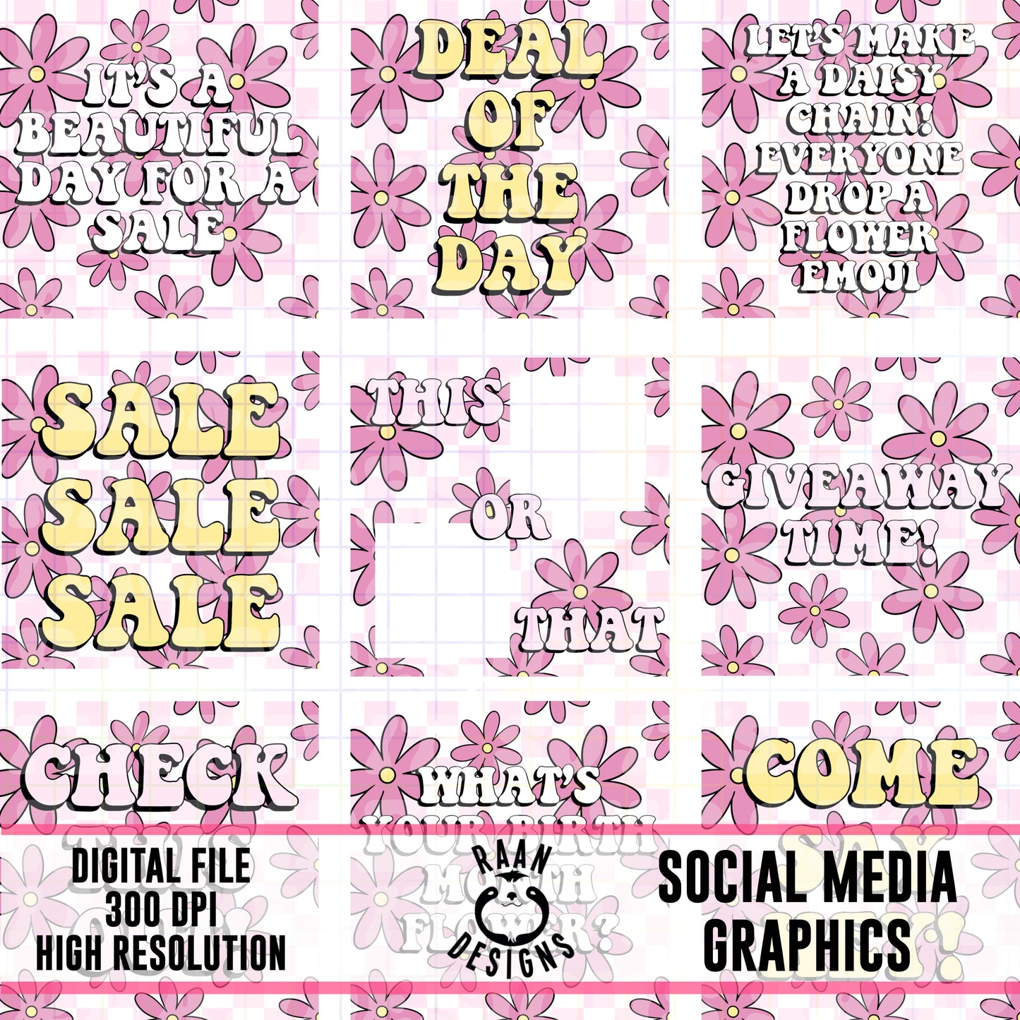 Pink Floral Social Media Graphics