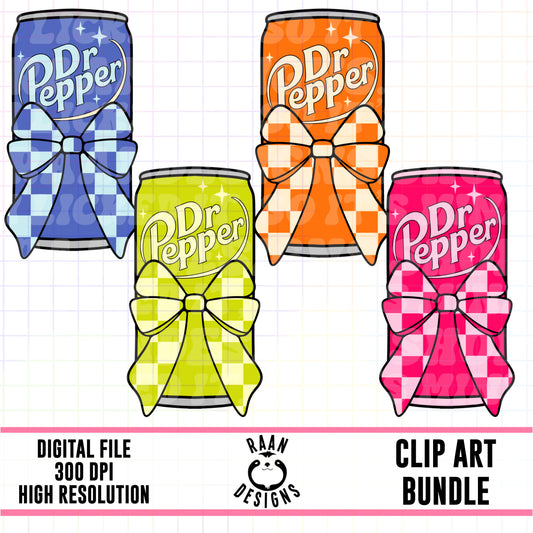 Bright Dr.Pepper Bow Cans-Clipart Bundle