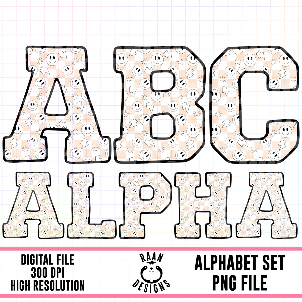Checked Alpha Tan Smiley Checkered Alpha Set – RAAN Designs