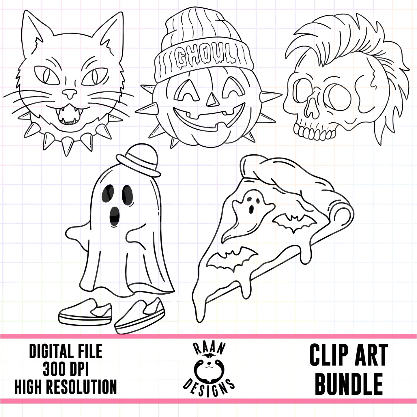 Edgy HalloweenOutlines-Clipart Bundle