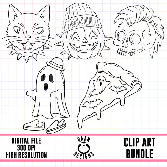 Edgy HalloweenOutlines-Clipart Bundle
