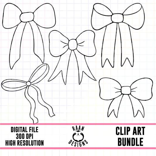 Outline Bows Set 2-Clipart Bundle