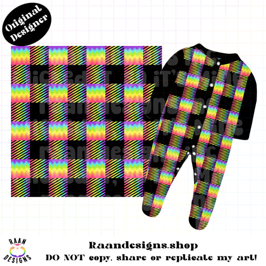 Black Rainbow Checkered Seamless