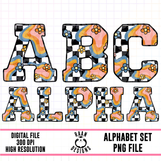 Retro Floral Checkered Alpha Set