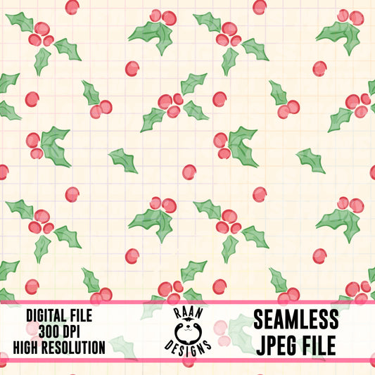 Christmas Holly-Seamless Pattern