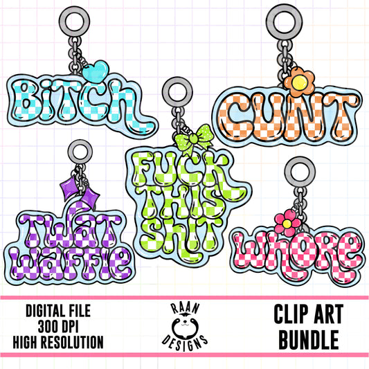 Snarky Swear Words Charms-Clipart Bundle